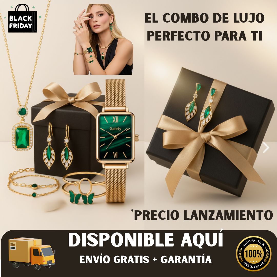 SET DE LUJO ESMERALDA GALA - RELOJ + JOYAS COMBINADAS✨