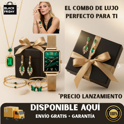 SET DE LUJO ESMERALDA GALA - RELOJ + JOYAS COMBINADAS✨