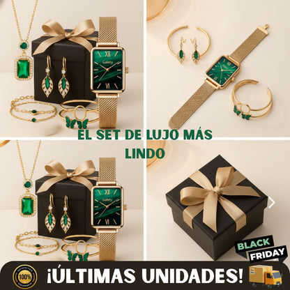 SET DE LUJO ESMERALDA GALA - RELOJ + JOYAS COMBINADAS✨
